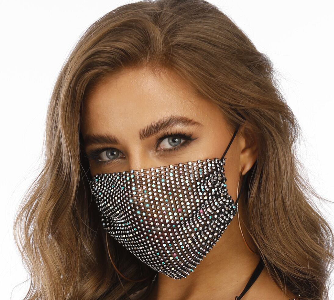Fishnet-Shaped Star Rhinestone Mask - Image 9
