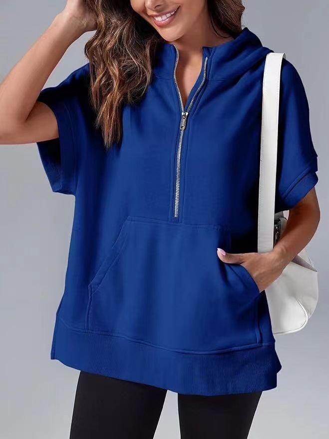 Women's Three-point Short-sleeved Hooded Sweater - Image 10