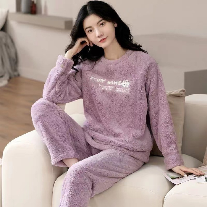 Women Flannel Sleepwear Home Pajamas Sets - Image 5