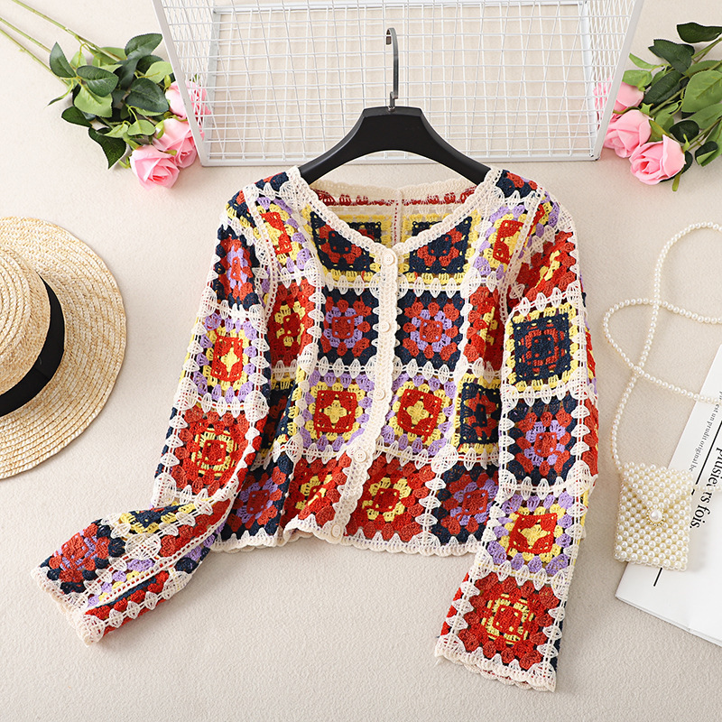 Vintage Chic Crochet Hollow Out Knitted Coat - Image 8