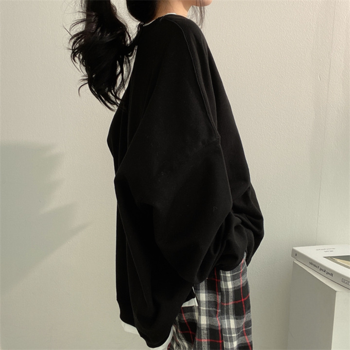 Solid Women's Loose Fleece-lined Color Hoodie - Image 8