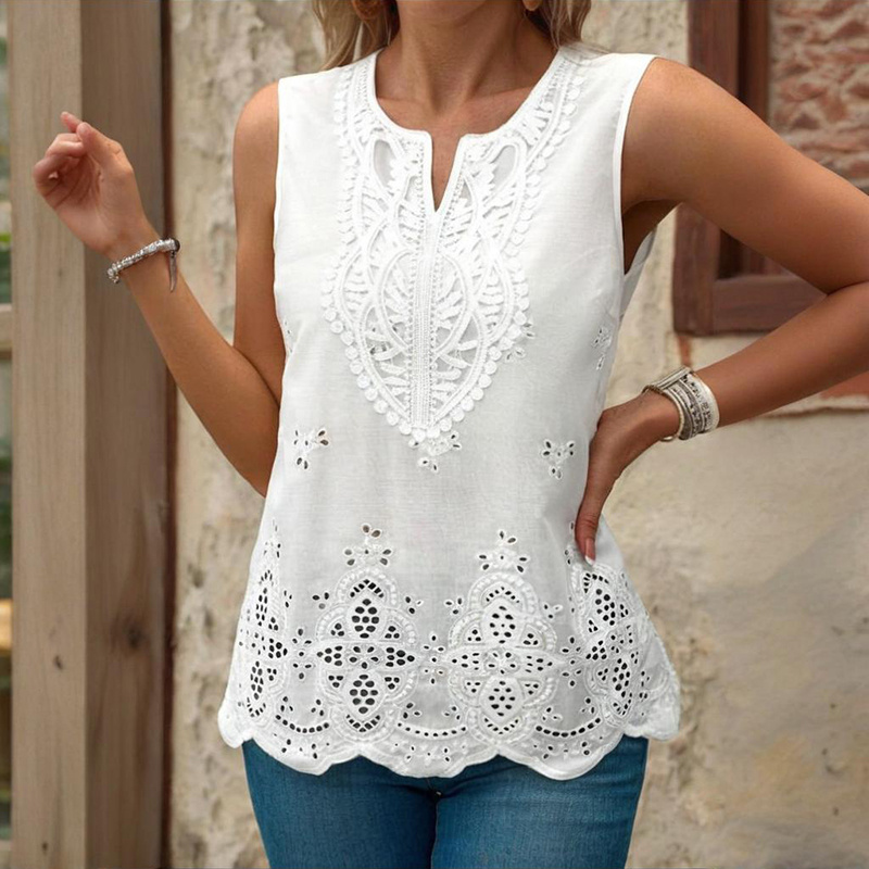 Women's Embroidered Sleeveless Shirts