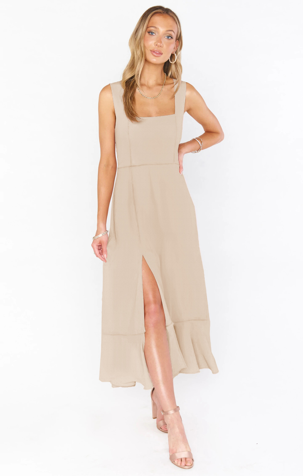 Ruffled Lace-up Design Split Dress - Image 2