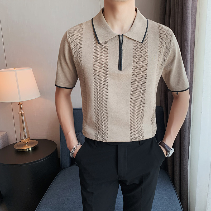 Short Sleeve Polo Fashion Lapel Knit T-Shirt