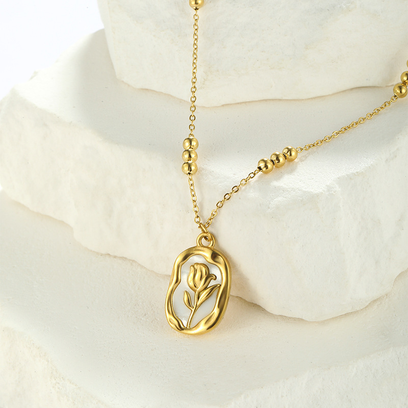 Simple Rose White Shell Pendant Necklace - Image 8