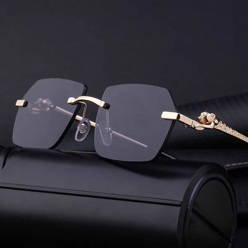 Frameless Trimming Leopard Sunglasses For Unisex - Image 9