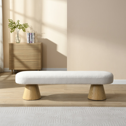 Upholstered Boucle Ottoman Bench