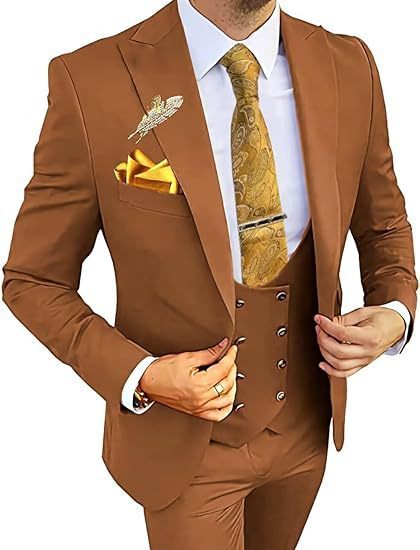 Men's Slim Double-Breasted Coat Vest Pants Suit - Image 10