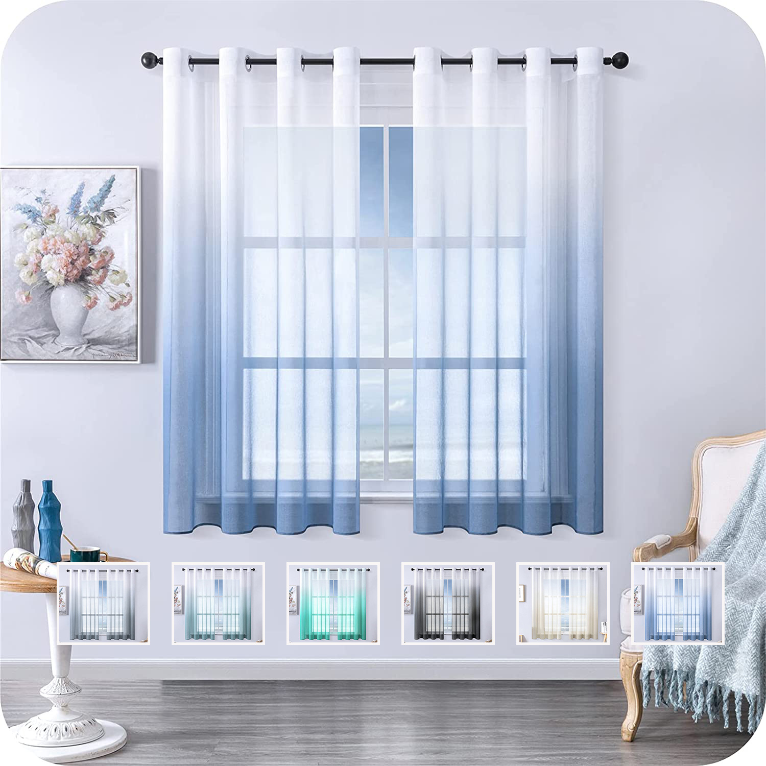 Morden Gradient Tulle Short Curtains