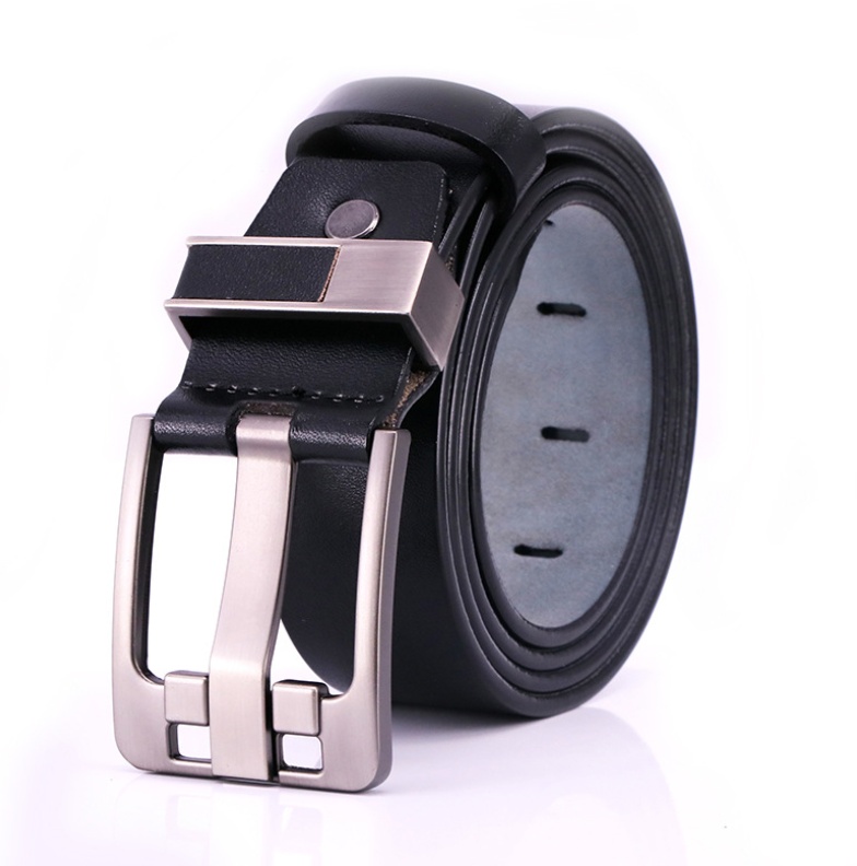 Pin Buckle Retro Two-Layer Leather Belt - Image 3