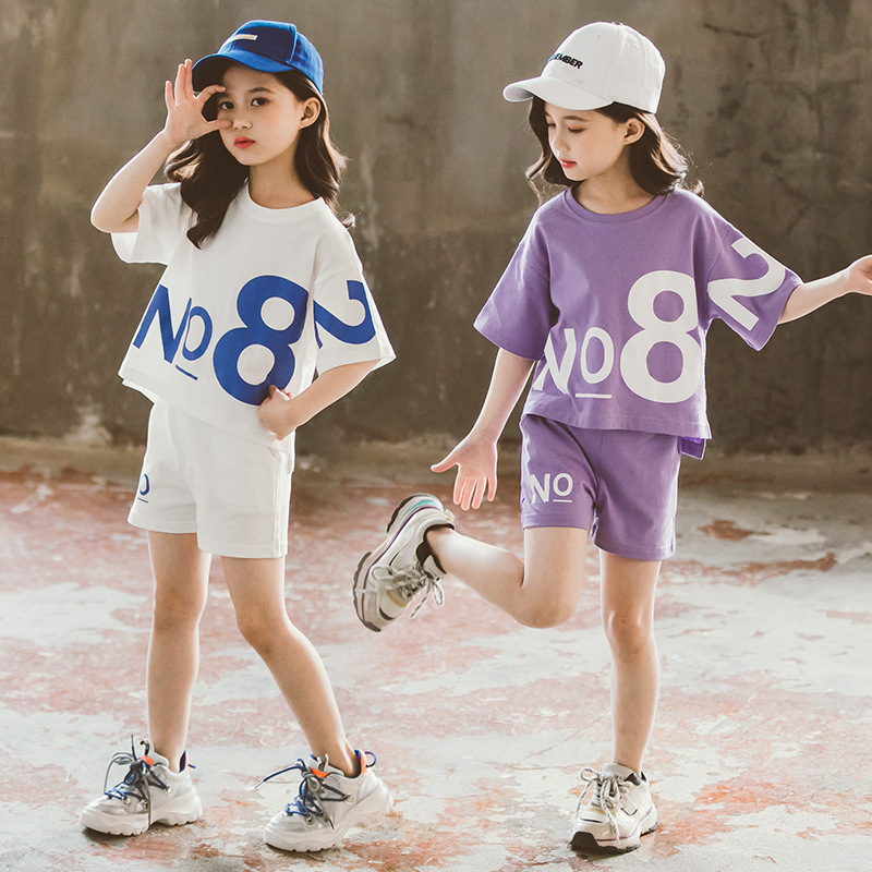 Children's Loose Short-sleeved Sports Two-piece Suit