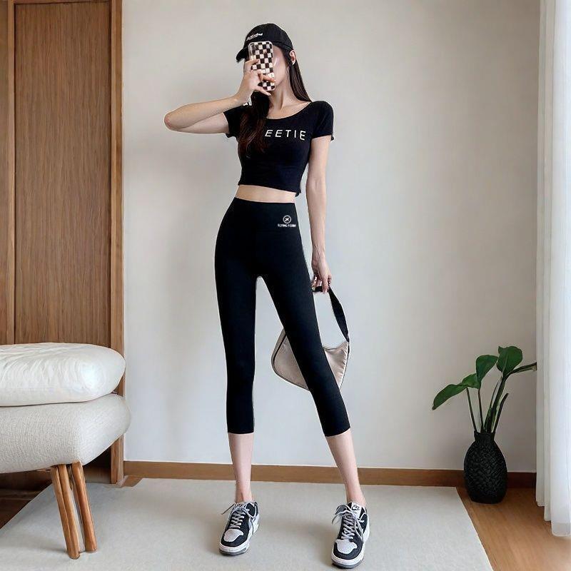 High Waist Cropped Yoga Pants - Image 3