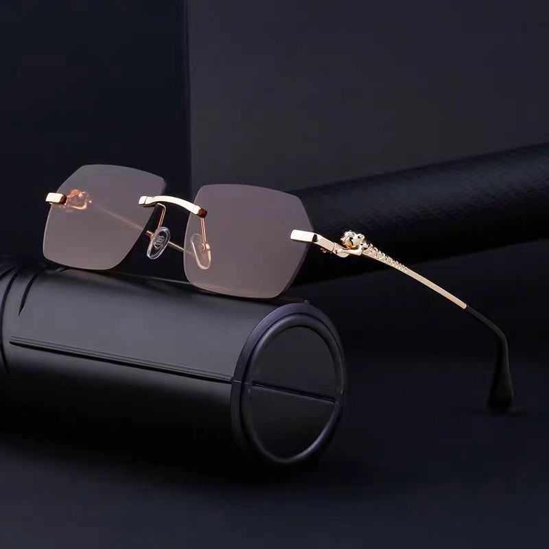 Frameless Trimming Leopard Sunglasses For Unisex