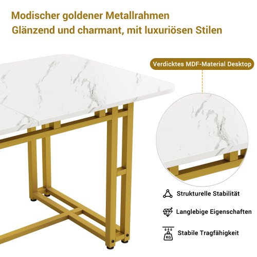 Metal Frame Rectangular Dining Table - Image 2