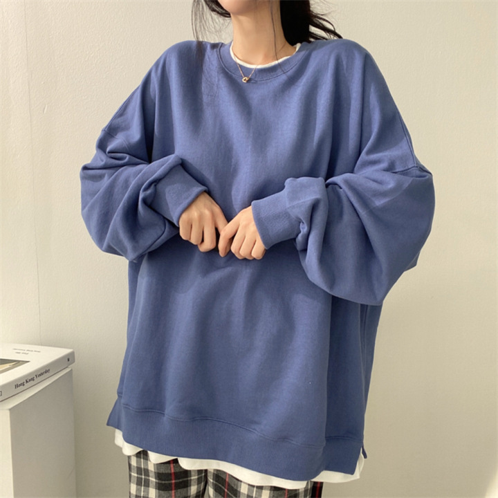 Solid Women's Loose Fleece-lined Color Hoodie - Image 6