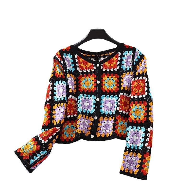 Vintage Chic Crochet Hollow Out Knitted Coat - Image 2