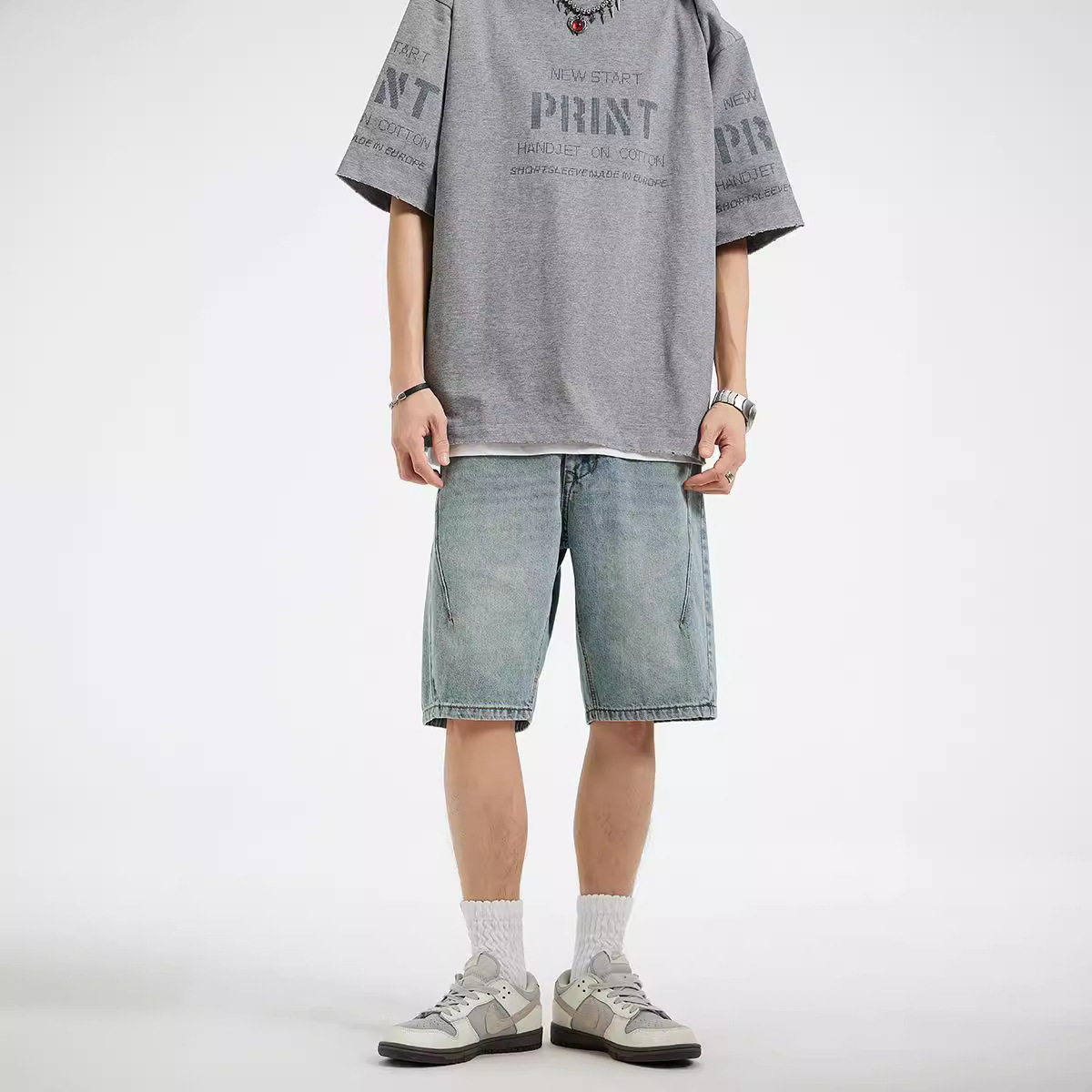 Summer Loose Straight Denim Shorts