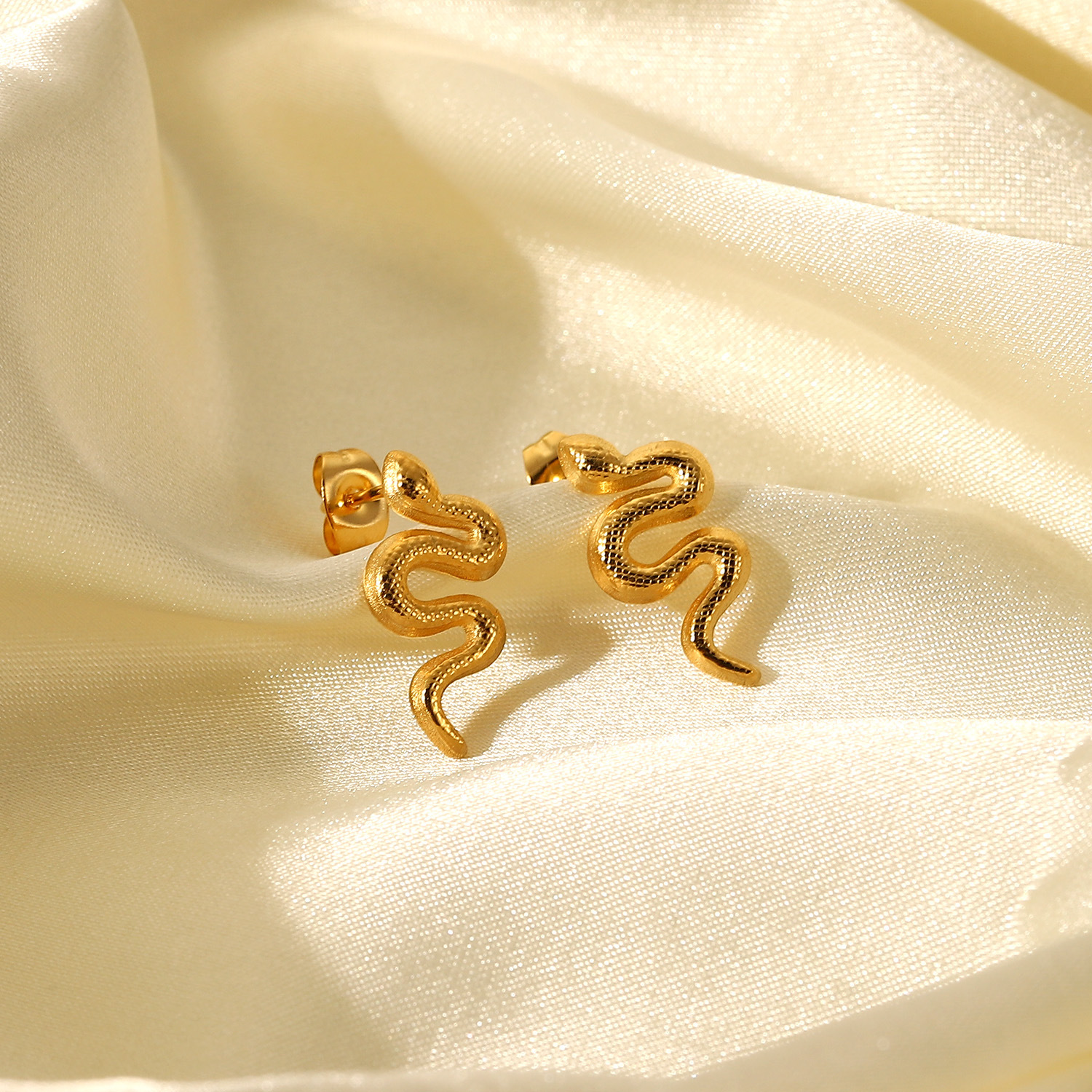 Stainless Steel Snake Stud Earrings