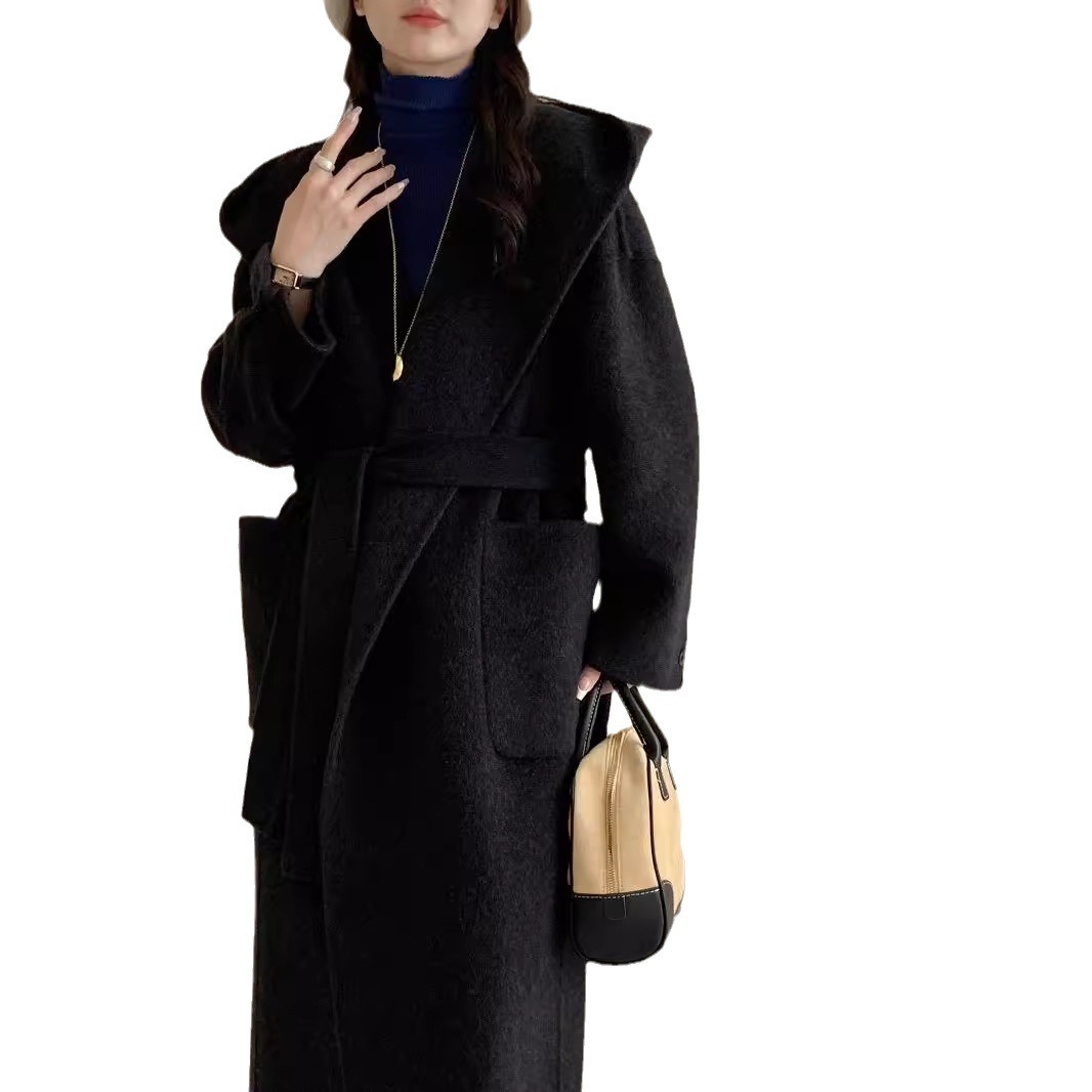 Solid Color Hooded Wool Overcoat - Image 4