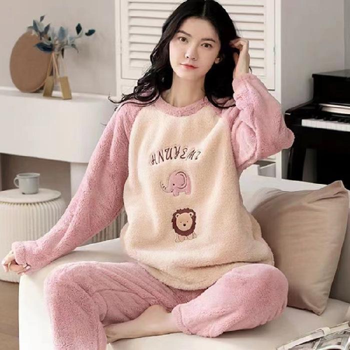 Women Flannel Sleepwear Home Pajamas Sets - Image 2