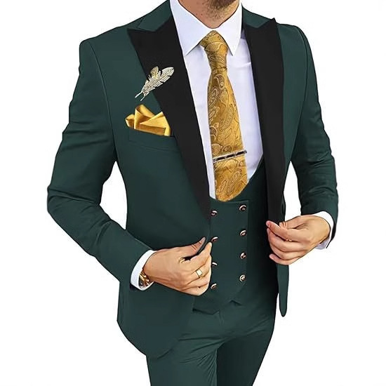 Men's Slim Double-Breasted Coat Vest Pants Suit - Image 8