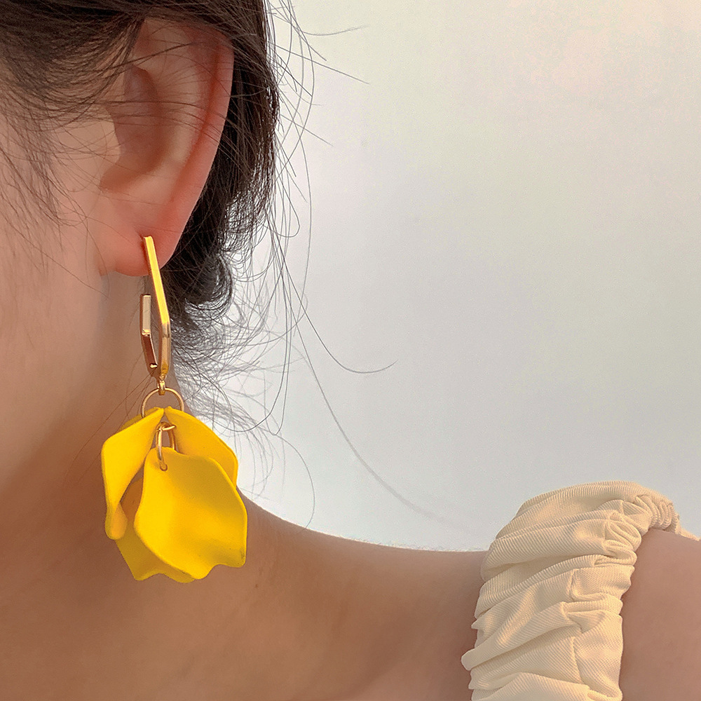 Rose Petal Long Exaggerated Earrings