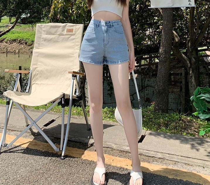 Blue High Waisted Denim Shorts