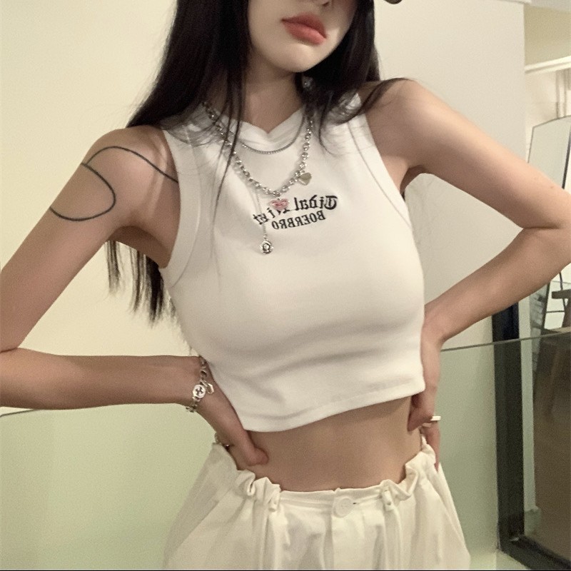 Vintage Embroidered Posh Cotton Racer Tank Top