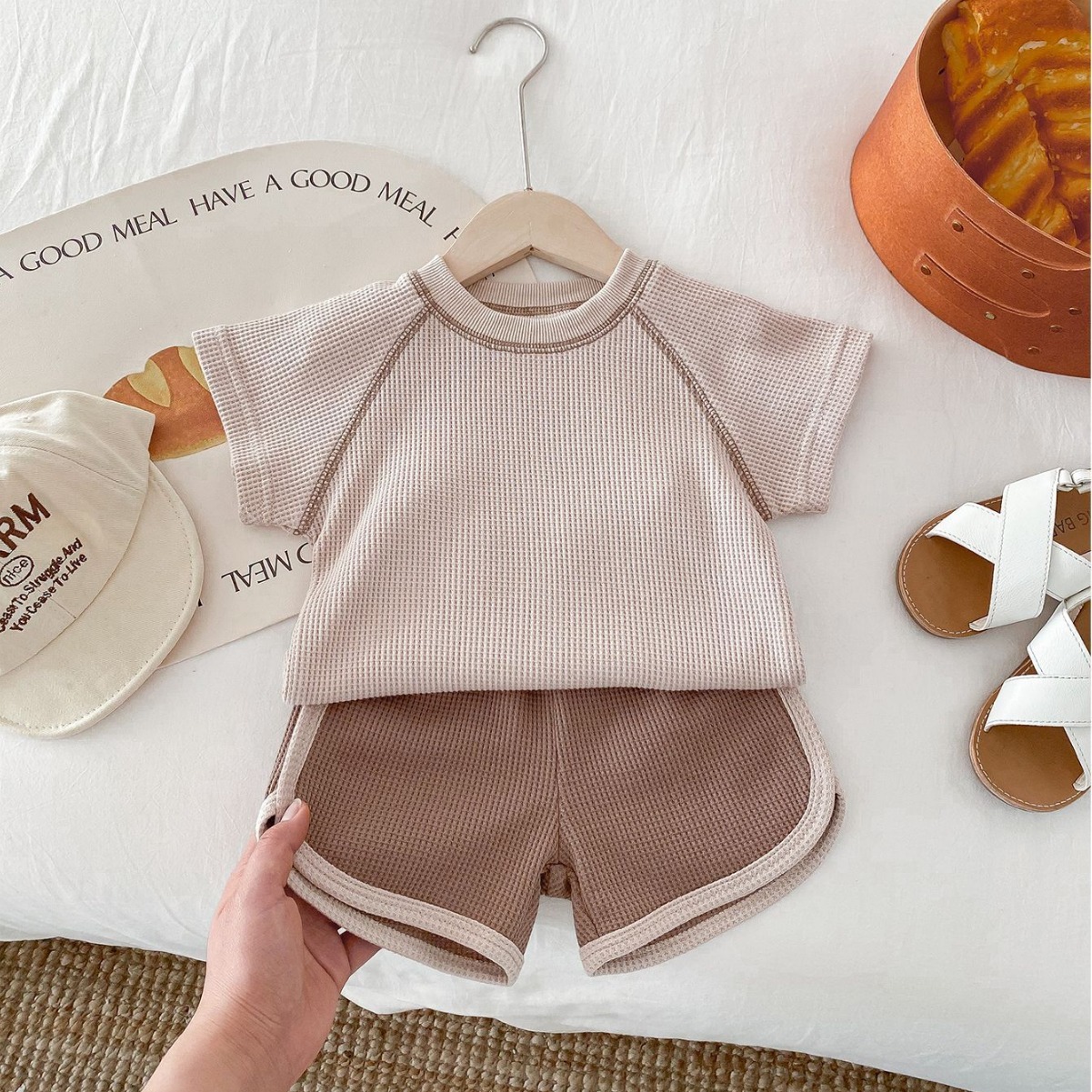 Unisex Baby Short Sleeve Waffle Kit - Image 2