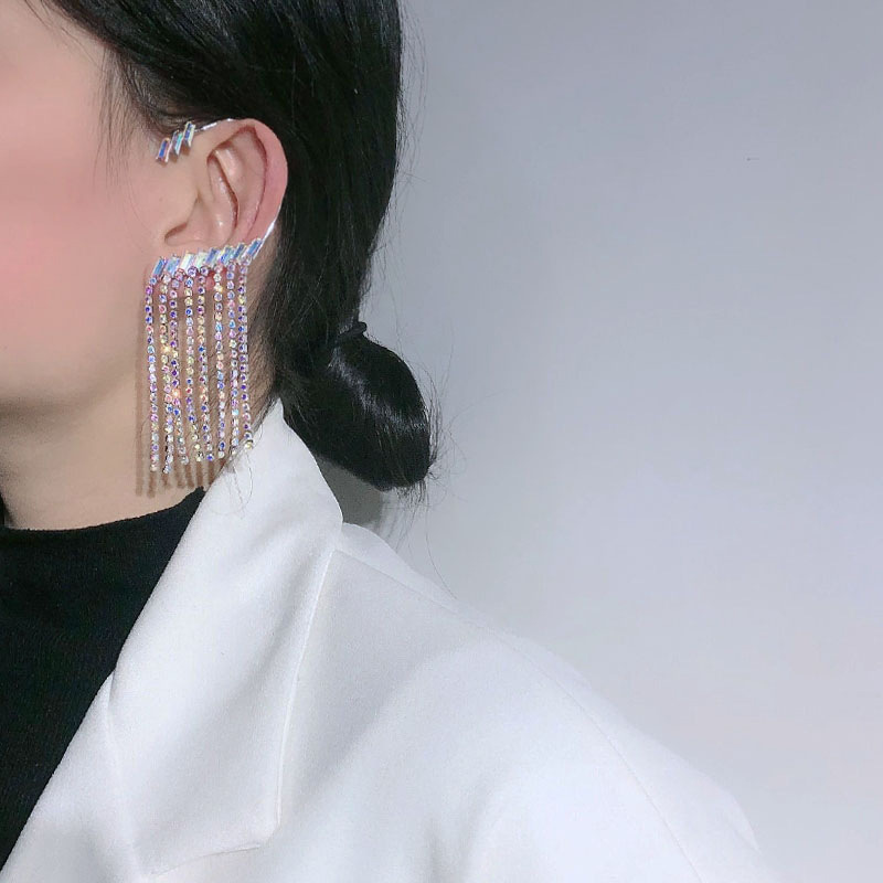 Rhinestone Tassel Earrings - Image 5