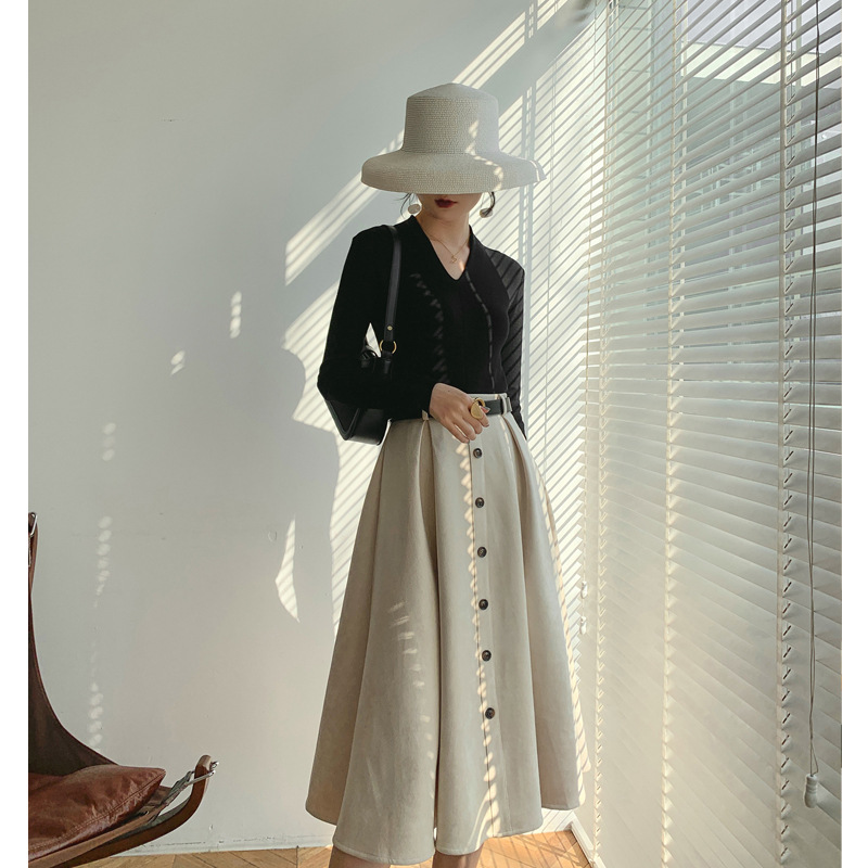 Versatile High-waisted Umbrella Skirt