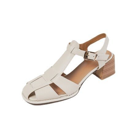 French Style Retro Closed Toe Hollow-out Sandals - Image 3