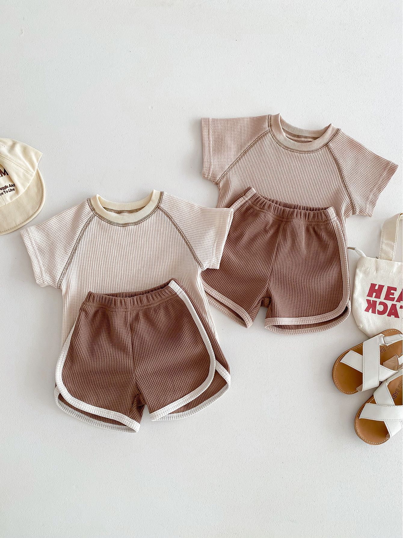 Unisex Baby Short Sleeve Waffle Kit - Image 3
