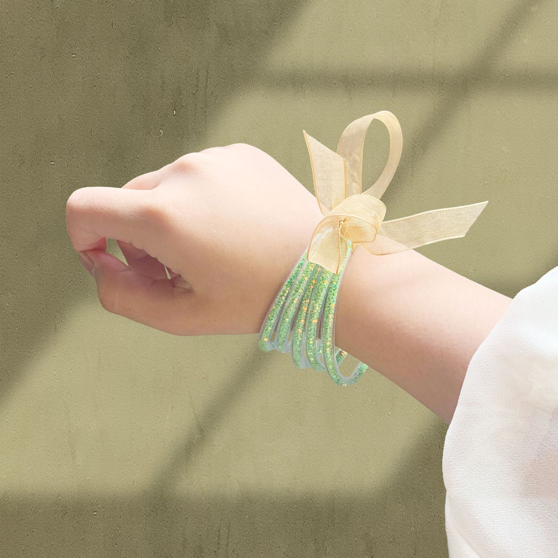 Plastic Tube Sequins Five Bracelets