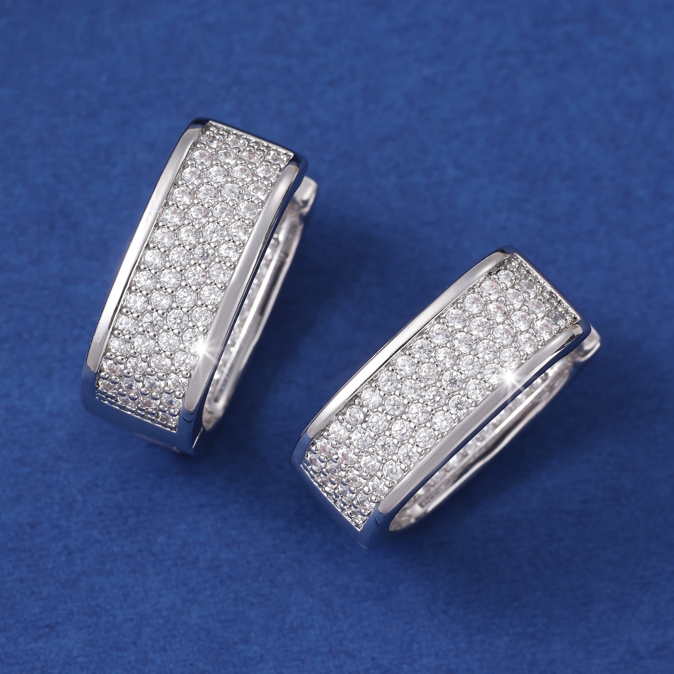 Micro-inlaid Diamond Shiny Square Earrings - Image 3