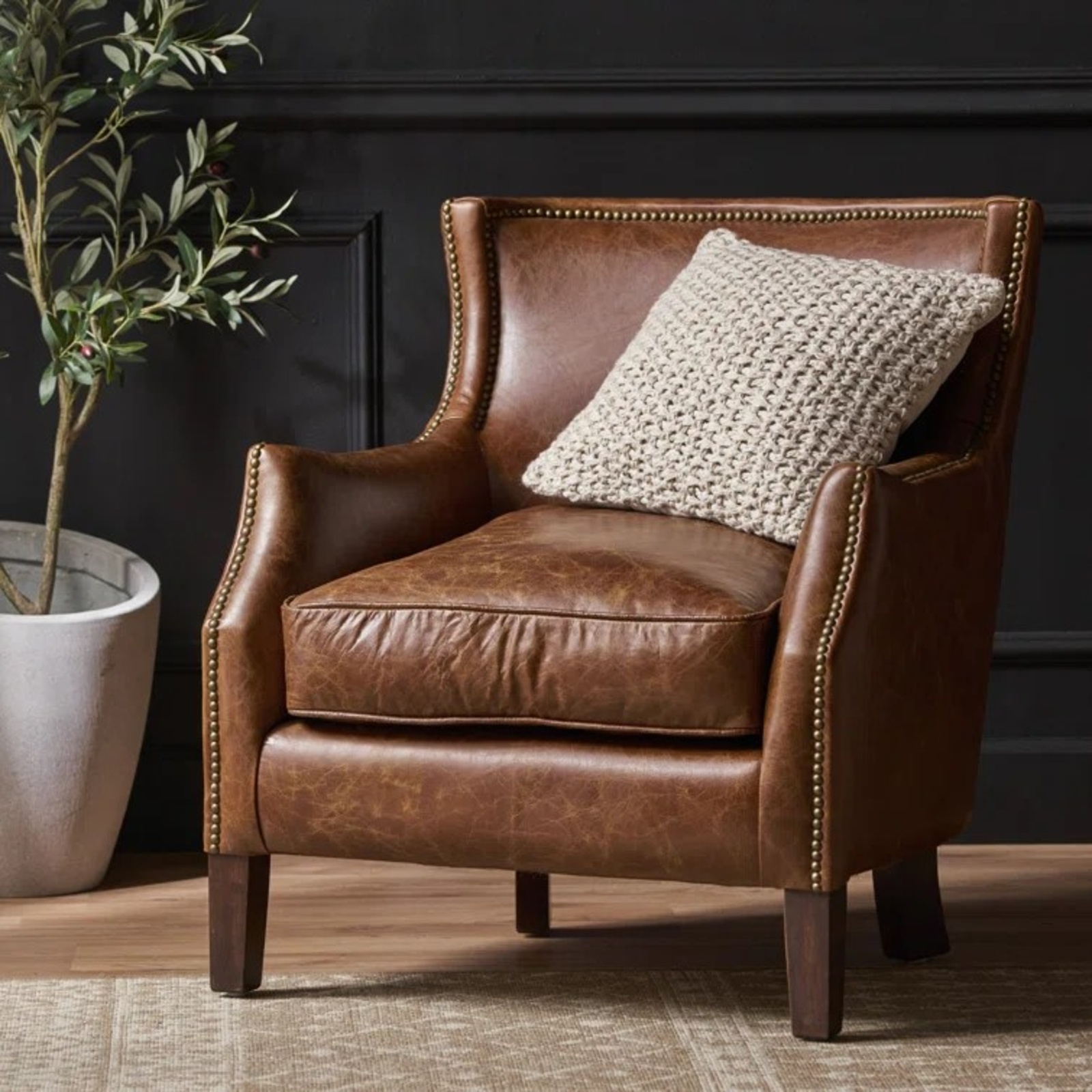 Single Brown Tapererd Sofa Chair