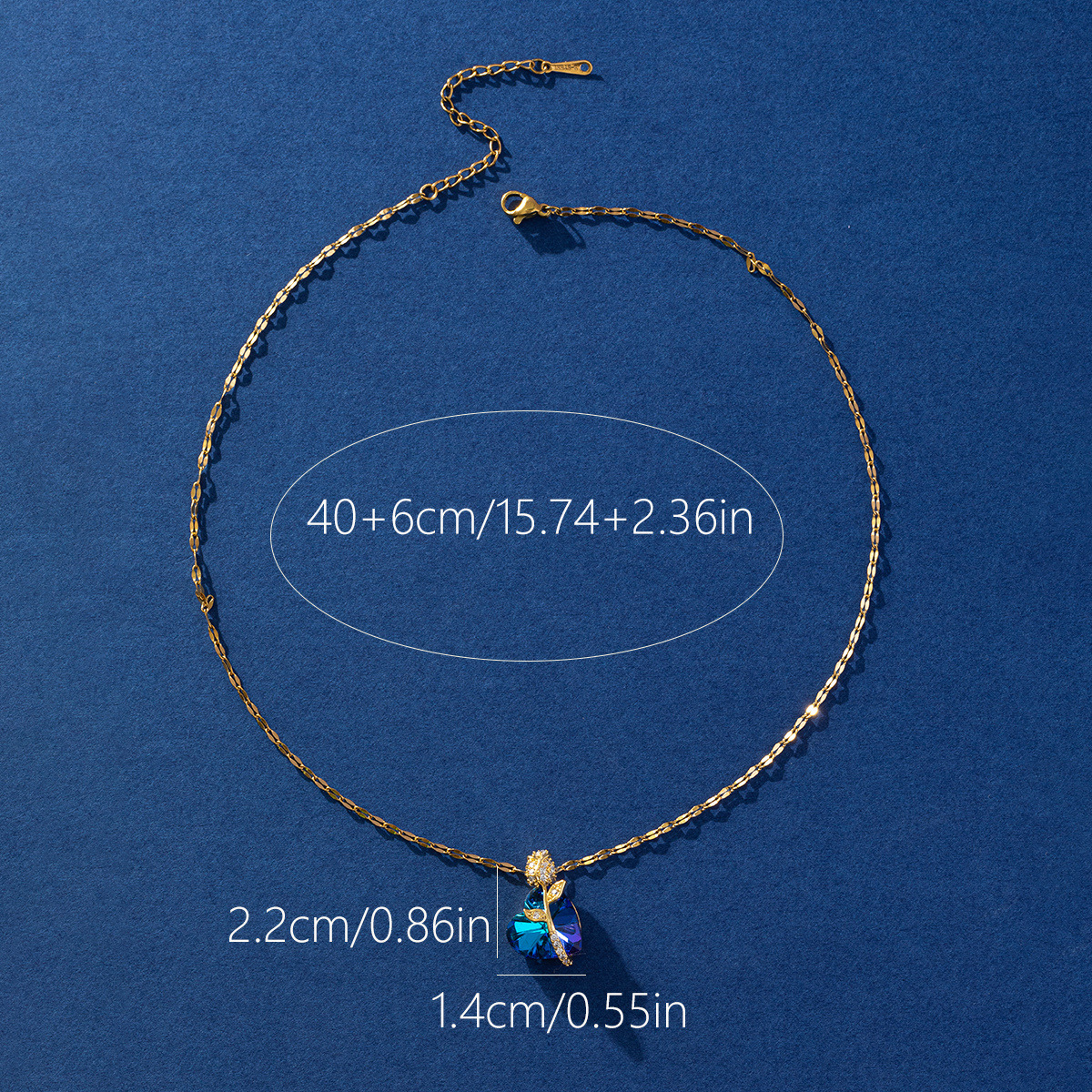 Sapphire Heart Pendant Necklace - Image 6