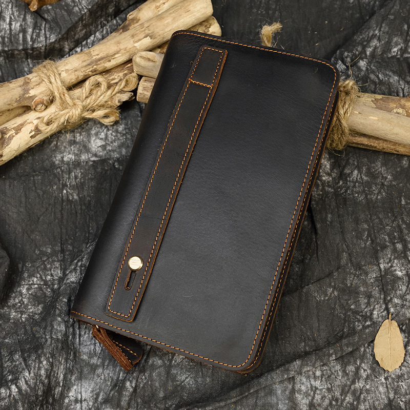 Crazy Horse Leather Double Zip Clutch - Image 2