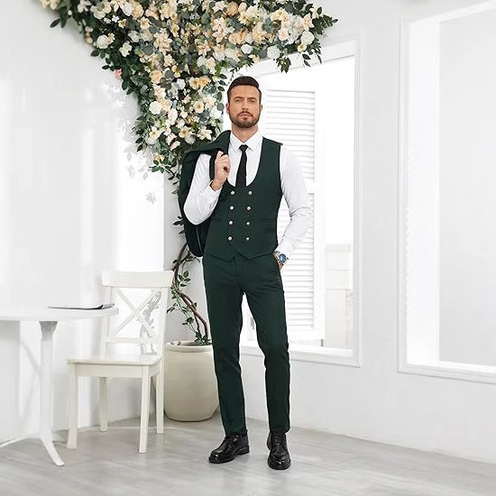 Men's Slim Double-Breasted Coat Vest Pants Suit - Image 6