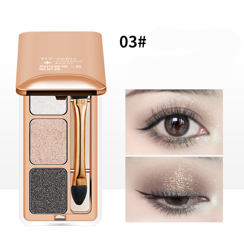 Three Color Eye Shadow Plate With Pearly Light - Image 3