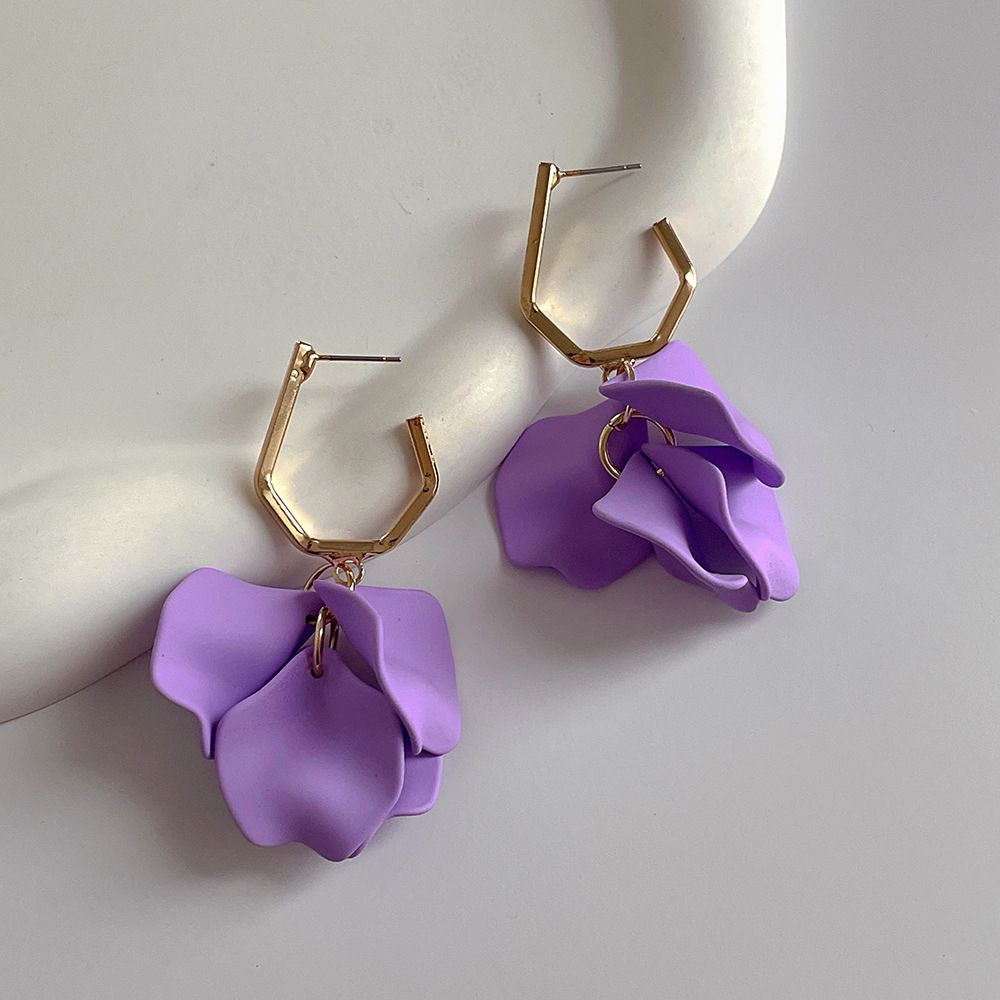 Rose Petal Long Exaggerated Earrings - Image 5