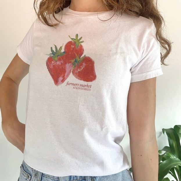 Short-sleeved Casual Strawberry Printed Top