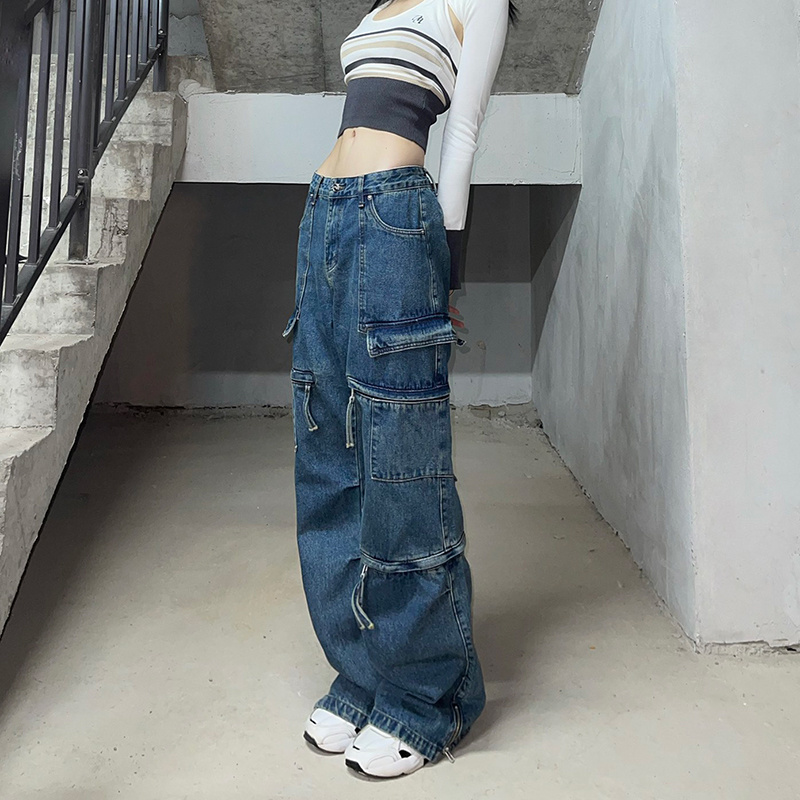 Multi-Pocket Trend Straight Leg Jeans
