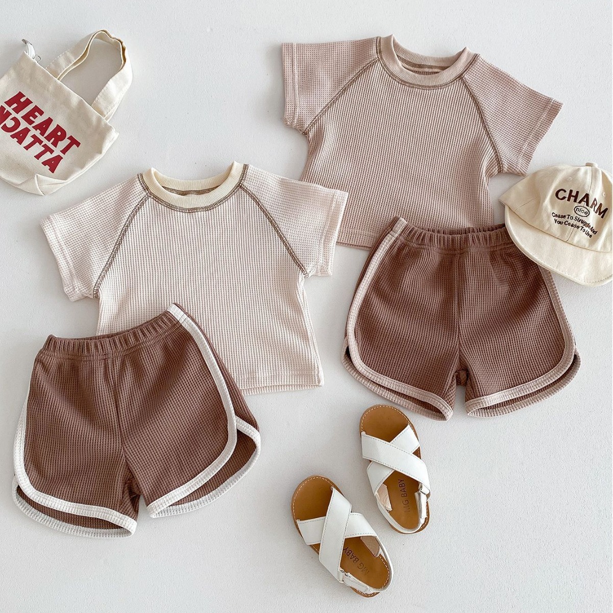 Unisex Baby Short Sleeve Waffle Kit - Image 7