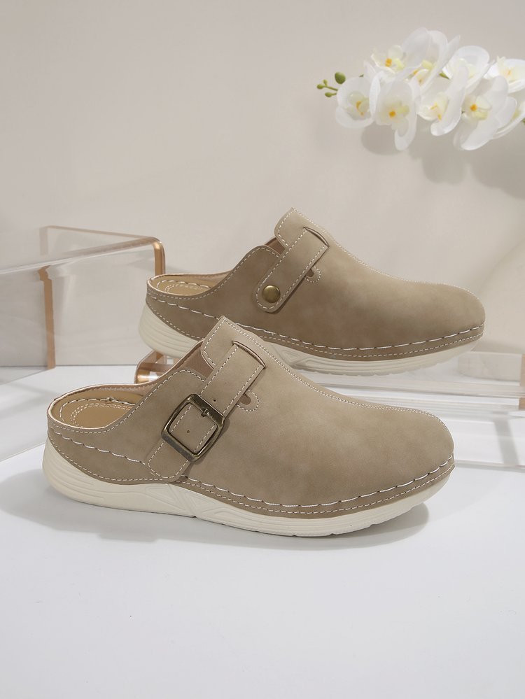 Women's Wedge Rivet Metal Buckle Slippers - Image 3