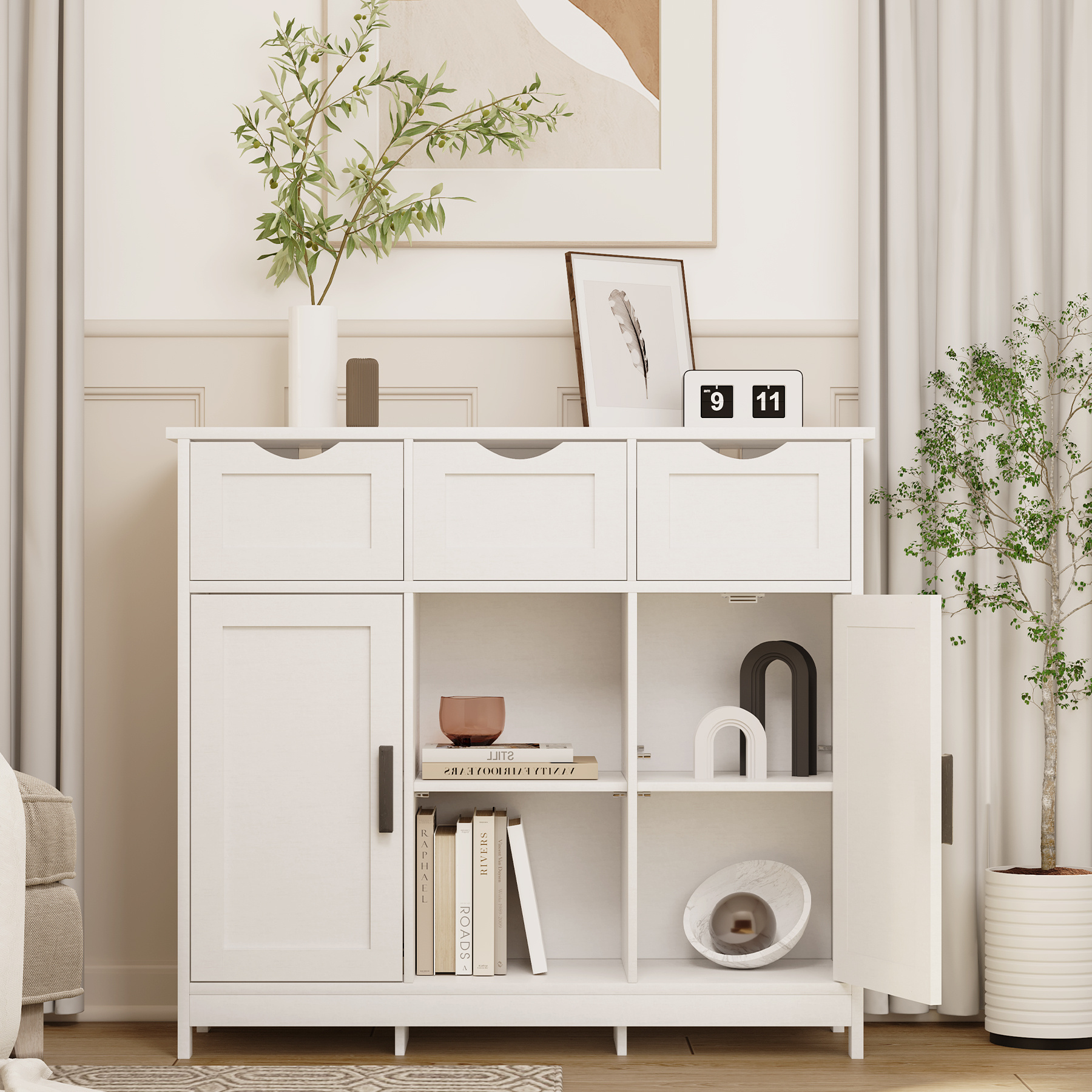 Ultra Light Luxury Cabinets with Drawers and Shelves