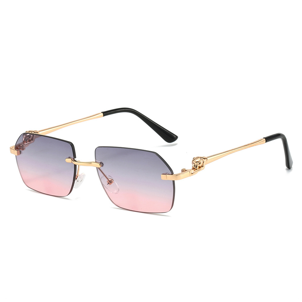 Frameless Trimming Leopard Sunglasses For Unisex - Image 5