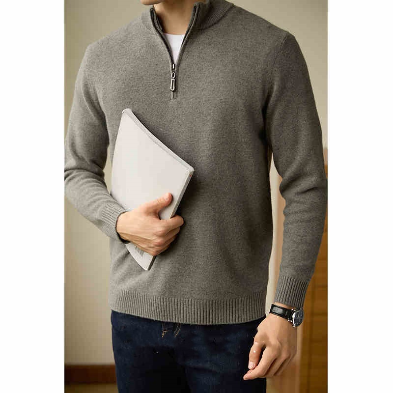 Pure Wool Stand Collar Thermal Sweater - Image 2