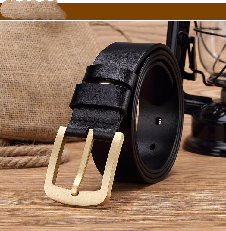 Casual Retro Brass Pin Buckle Men's Belt - Image 5
