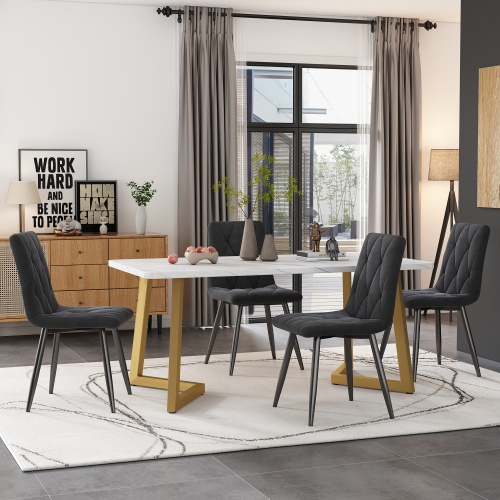Fibreboard Curve Rod Dining Table Set